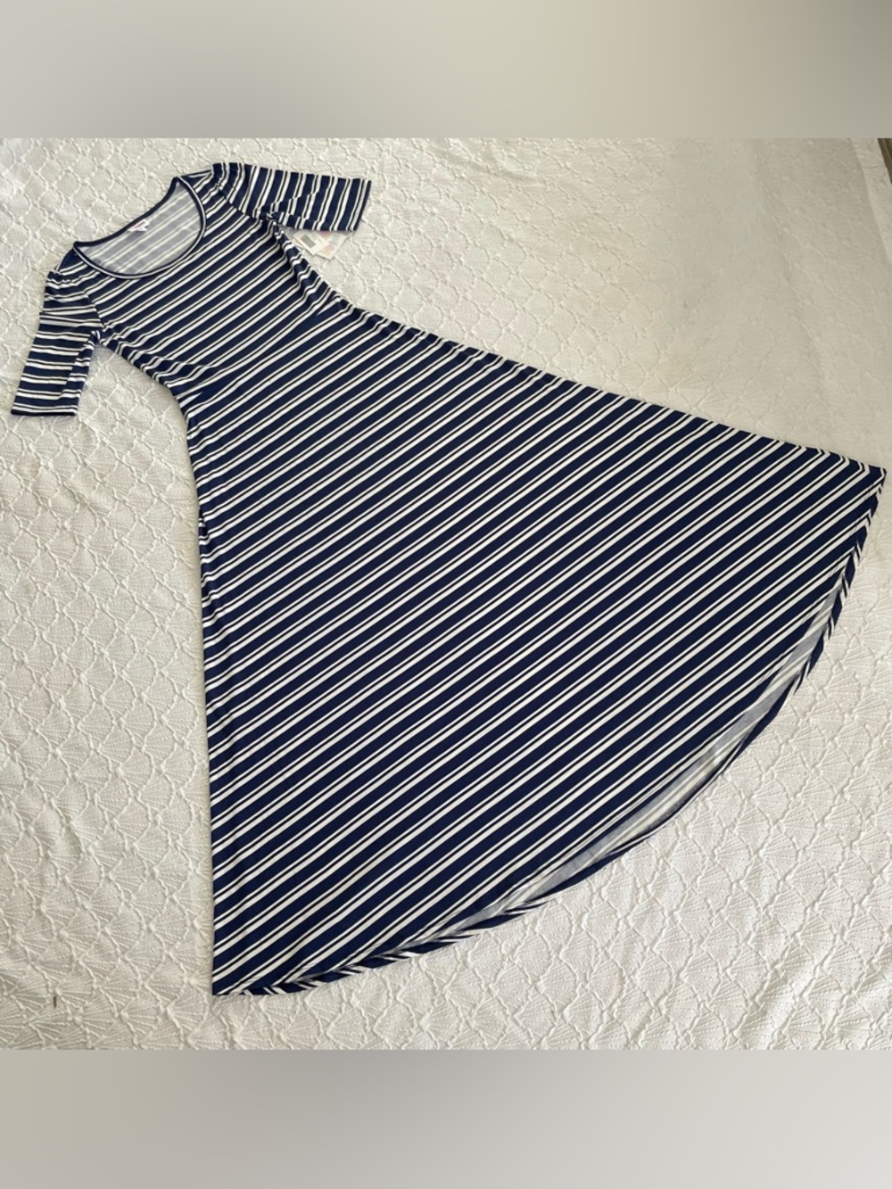 LuLaRoe Navy and White Striped Women’s Dress Ana Sz M